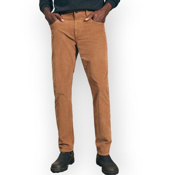 Faherty Stretch Corduroy 5-Pocket Pant SIZE 38 x 29 Brown Slim Organic Cotton - Picture 1 of 13